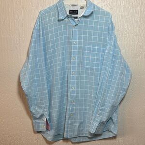 Mine Light Blue Plaid Button Down Long Sleeve Men's Shirt Size XL